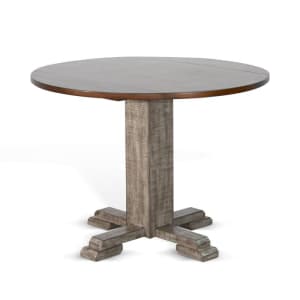 Homestead Hills 5 Piece Drop Leaf Round Dining Room Set in Tobacco Leaf and Alpine Grey by Sunny Designs - SD-1223TA-1429TA