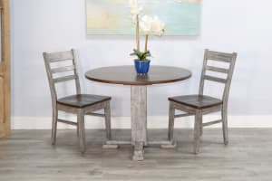 Homestead Hills 3 Piece Drop Leaf Dining Room Set in Tobacco Leaf and Alpine Grey by Sunny Designs - SD-1223TA