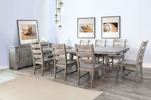 Alpine Grey 7 Piece Rectangular Dining Room Set in Alpine Grey Finish by Sunny Designs - SD-1380AG