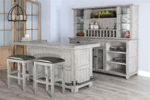 Alpine 3 Piece Bar Table Set with Cushion Seat Stool by Sunny Designs - SD-1963AG-1430AG-30