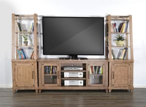 Vivian 112 Inch Entertainment Wall in Light Brown Finish by Sunny Designs - SD-3644DR-64-PL-PR