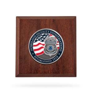 Wooden Paperweight w/ Coin (HSI)