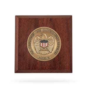 Wooden Paperweight w/ Coin (USCIS)