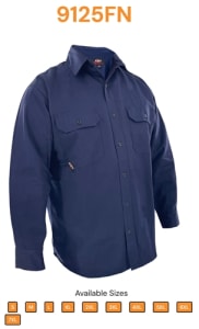 C2V FR Shirt, Navy Blue, NFPA 2112/CAT 2, 9125FN