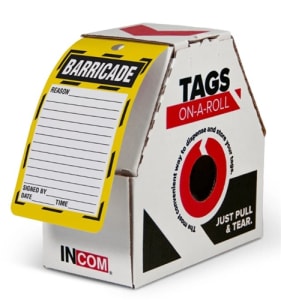 Incom Barricade Safety Tags, 100 Tags/Roll, RT8030C