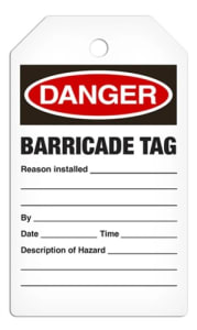 Incom Danger Barricade Safety Tag, 3/8" Hole, 25 tags/pkg, TG1116PT