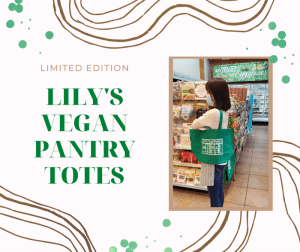 Lily's Vegan Pantry limited edition dark green tote bag with logo