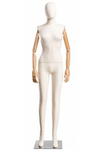 Female Fabric-Wrapped Mannequin with Articulating Arms | Natural, Burgundy, or Black | WP Series | Mannequins Express