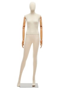 Female Fabric-Wrapped Mannequin with Articulating Arms | Natural, Burgundy, or Black | WP Series | Mannequins Express