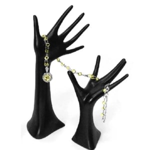 black jewelry display hand set with standing and flat hands for rings bracelets and watches