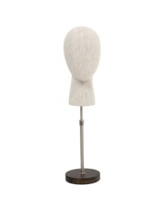 Linen Egghead Form Display with Adjustable Base
