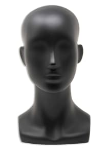 Female Head with Facial Features and Ears - Matte Black