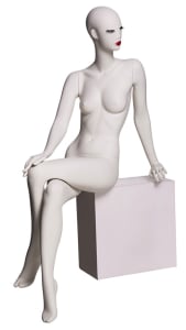 Abstract Female Mannequin with Classic Makeup - Leaned Back Seated Pose