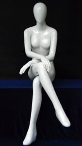 Glossy White Female Egghead in Sitting Pose from www.zingdisplay.com