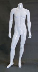 Headless Male Mannequin in Glossy WHITE with Straight On Pose from www.zingdisplay.com