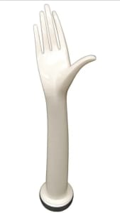 20 inch white plastic ladies right display hand with long fingers