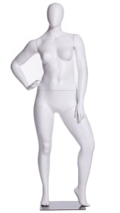 Matte White Female Egghead Mannequin Plus Size Hand on Hip