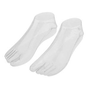 pair of female display feet clear plastic with separated big toe for sandal displays