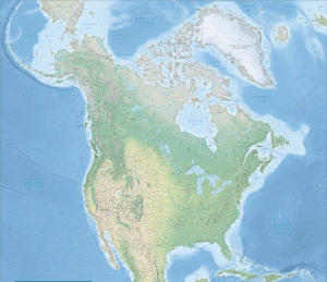 Explore the continent with our 104x109 physical wall map of North America. Features detailed shaded relief, color-coded biomes, and all elevations/depths in metres (Metric). Perfect for classrooms and offices.