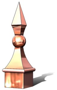 Copper roof spire, finial, copper finial, roof finial, roof spire, spire