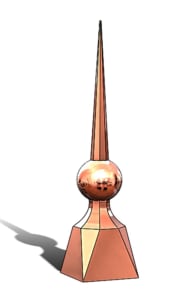 Copper Orleans Roof Finial, Copper roof spire, finial, copper finial, roof finial, roof spire, spire