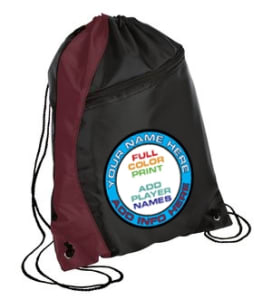 drawstring backpack maroon/black