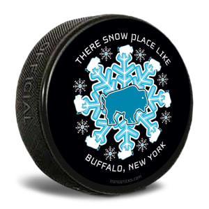 There snow place like Buffalo, New York hockey puck.