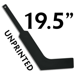 Manufacture direct wholesale unprinted Black plastic mini goalie stick is 19.5" in length,  manufactured in usa and used as a knee hockey goalie stick by mini hockey players