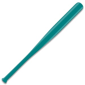 This is an 18" teal mini baseball bat