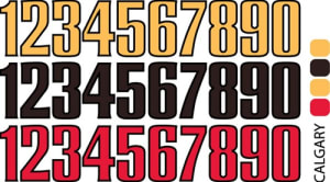 Sport helmet numbers are die cut decals that can be placed on a players helmet to match their jersey number. They are printed in many colors to match the color of the team logo.