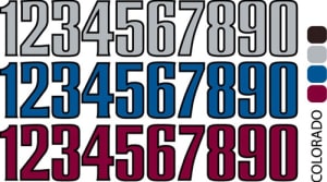 Sport helmet numbers are die cut decals that can be placed on a players helmet to match their jersey number. They are printed in many colors to match the color of the team logo.