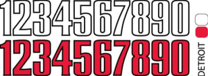 Sport helmet numbers are die cut decals that can be placed on a players helmet to match their jersey number. They are printed in many colors to match the color of the team logo.