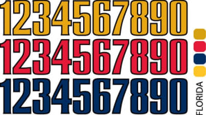 Sport helmet numbers are die cut decals that can be placed on a players helmet to match their jersey number. They are printed in many colors to match the color of the team logo.