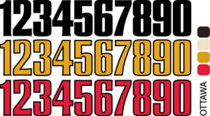 Sport helmet numbers are die cut decals that can be placed on a players helmet to match their jersey number. They are printed in many colors to match the color of the team logo.