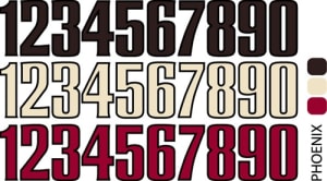Sport helmet numbers are die cut decals that can be placed on a players helmet to match their jersey number. They are printed in many colors to match the color of the team logo.