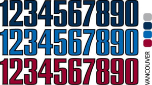 Sport helmet numbers are die cut decals that can be placed on a players helmet to match their jersey number. They are printed in many colors to match the color of the team logo.