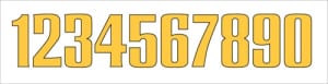 Sport helmet numbers are die cut decals that can be placed on a players helmet to match their jersey number. They are printed in many colors to match the color of the team logo.