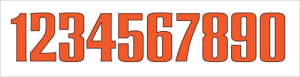 Sport helmet numbers are die cut decals that can be placed on a players helmet to match their jersey number. They are printed in many colors to match the color of the team logo.
