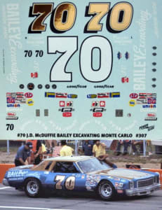 J.D. McDuffie 1978 Bailey Excavating Monte Carlo #11 (1/25)