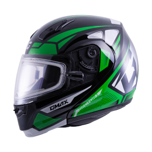 GMAX MD-04S SECTOR SNOW HELMET W/ ELEC SHIELD BLK/GREEN/WHT