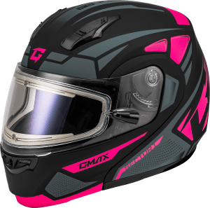 GMAX MD-04S SECTOR SNOW HELMET W/ ELEC SHIELD MATTE BLACK/PINK 2