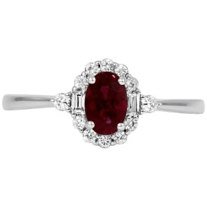 Natural Ruby & Diamond Pendant in 14K White Gold