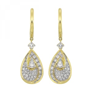Diamond Earring Drops 1 1/10CT TW 14K Yellow Gold