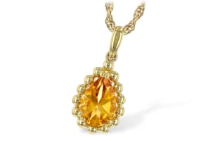 Pear Shape Citrine Pendant 14K Yellow Gold