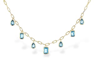 Multi-Stone Blue Topaz Necklace 14K Yellow Gold
