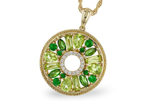 Peridot & Green Garnet Pendant 14K Yellow Gold