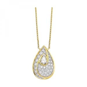 Diamond Teardrop Pendant 14K Yellow Gold 3/4ctw