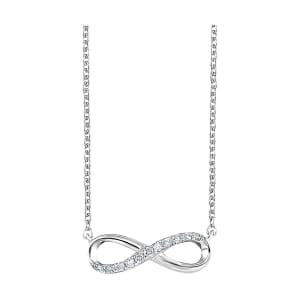 Sterling Silver & Diamond Infinity Necklace 1/20ctw