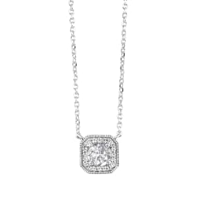 White Topaz  & Diamond Pendant in 10K White Gold