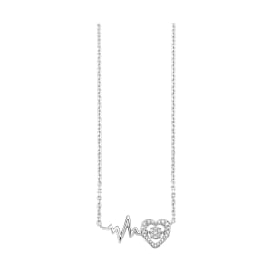 Diamond Heartbeat Pendant in Sterling Silver